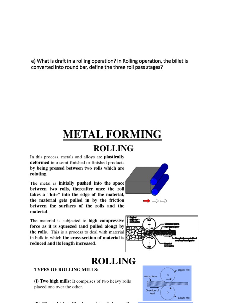 Three Stages of the Rolling Process: Breakdown, Leader, and Finishing ...