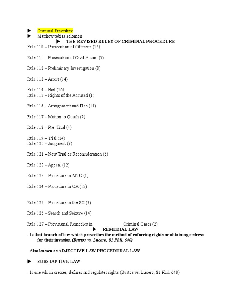 Revised Criminal Procedure Rules Overview | PDF | Bail | Prosecutor