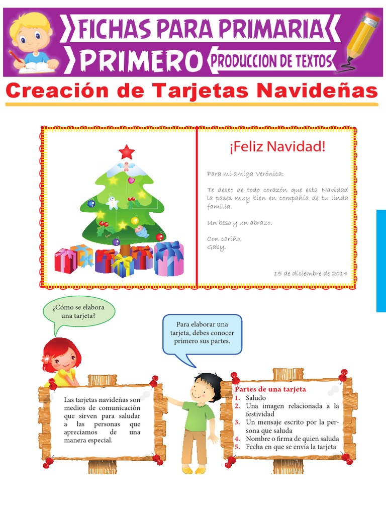 Creación de Tarjetas Navideñas para Primer Grado de Primria | PDF | Navidad, image size:768x1024