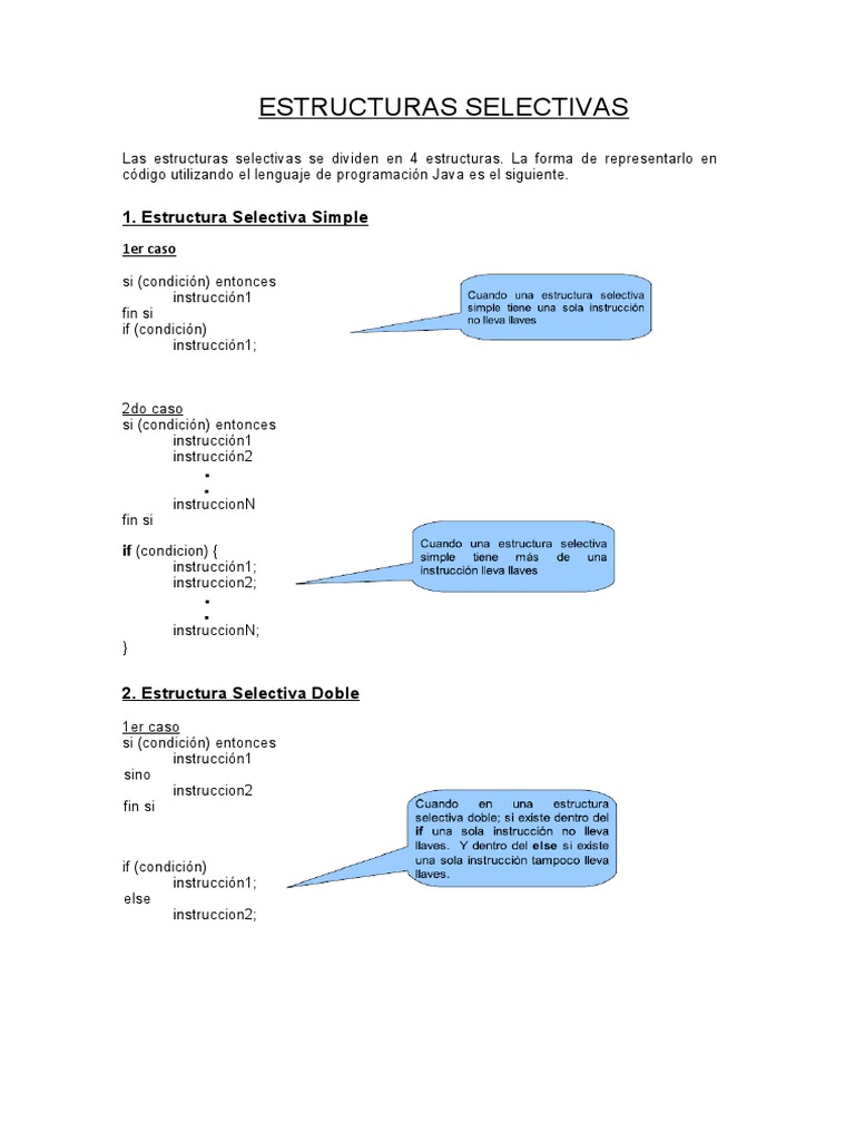 Estructuras Selectivas en Java | PDF | Programación de computadoras ...