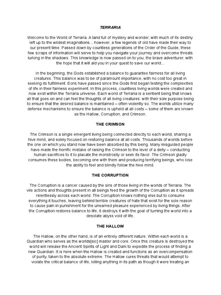 Terraria Official Lore PDF | PDF