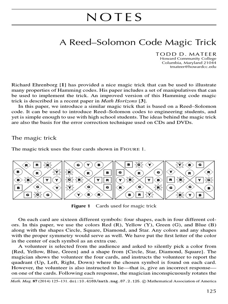 Reed-Solomon Code Magic Trick | PDF | Field (Mathematics) | Code