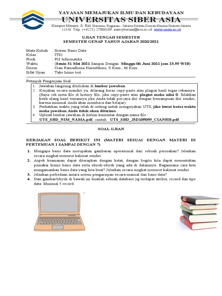 Soal UTS 2021 - Sistem Basis Data | PDF