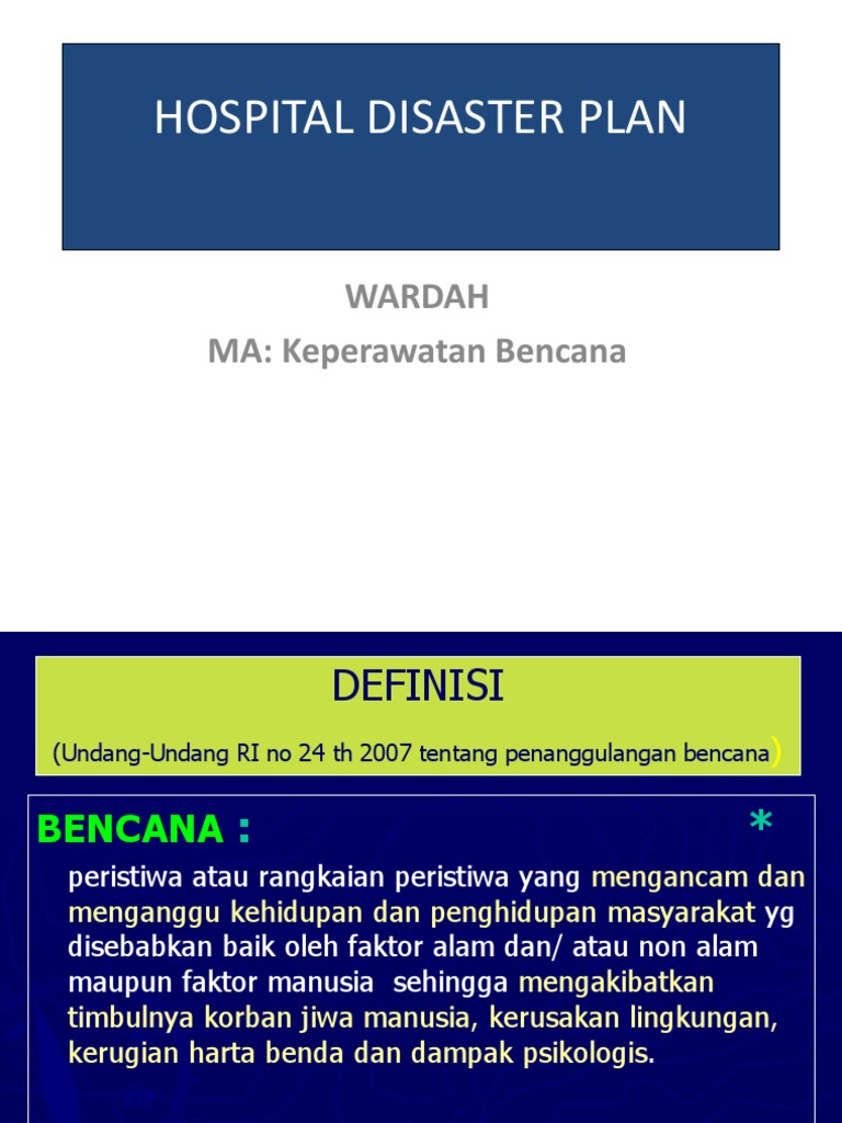 Rencana Penanggulangan Bencana Rumah Sakit | PDF