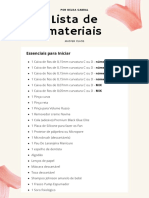 Lista de Materiais - Por Gelda Cabral - Curso Master Class