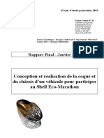 Conception Et Réalisation de La Coque Et Du Châssis D Un Véhicule Pour Participer Au Shell Eco-Marathon. Rapport Final - Janvier 2002