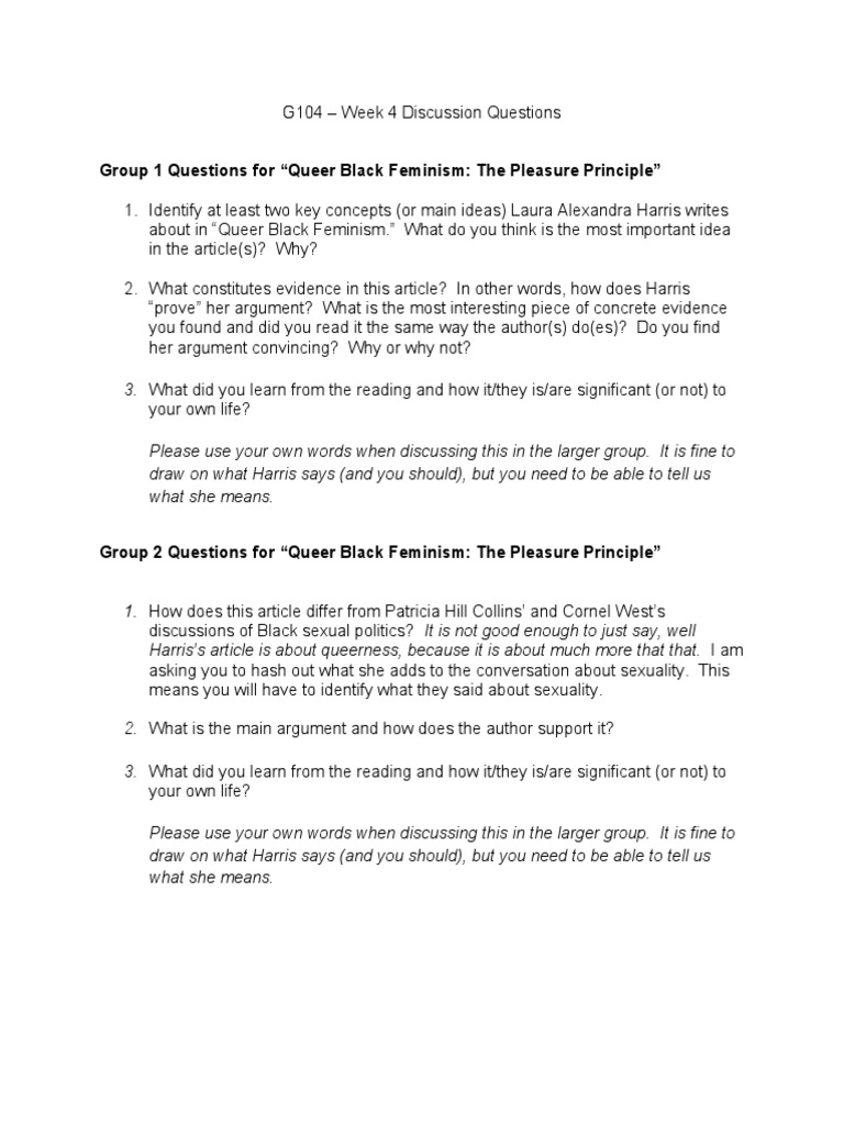 Week 4: Queer Black Feminism Discussion | PDF | Social Movements ...