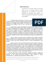 Posicionamento Do CFP Relativo Ao Uso Do Prontuário SUAS