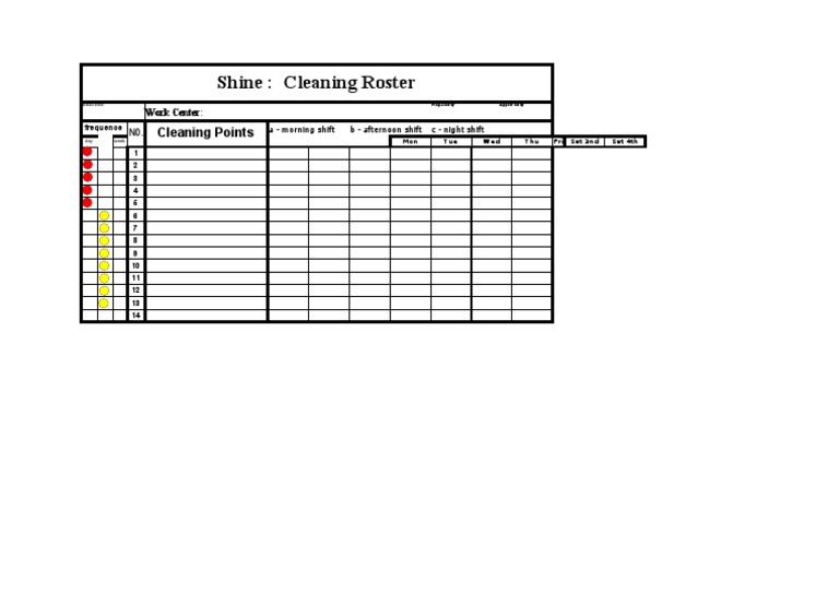 Cleaning Roster Schedule Template | PDF