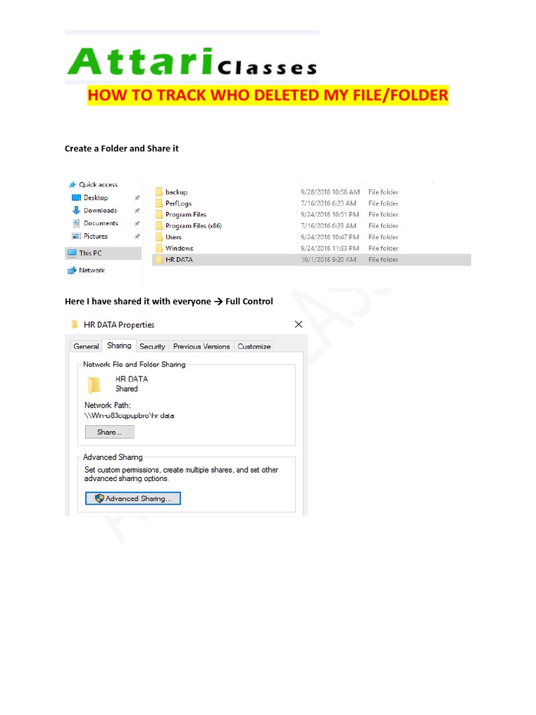 How To Track Who Deleted My File/Folder Create A Folder and Share It