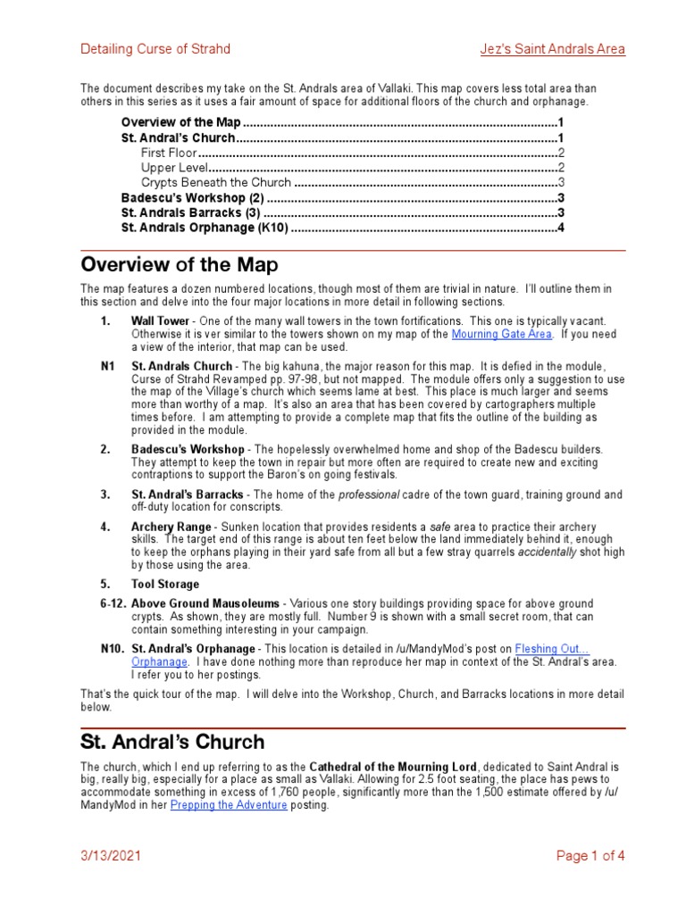 Overview of The Map: Detailing Curse of Strahd Jez's Saint Andrals Area ...