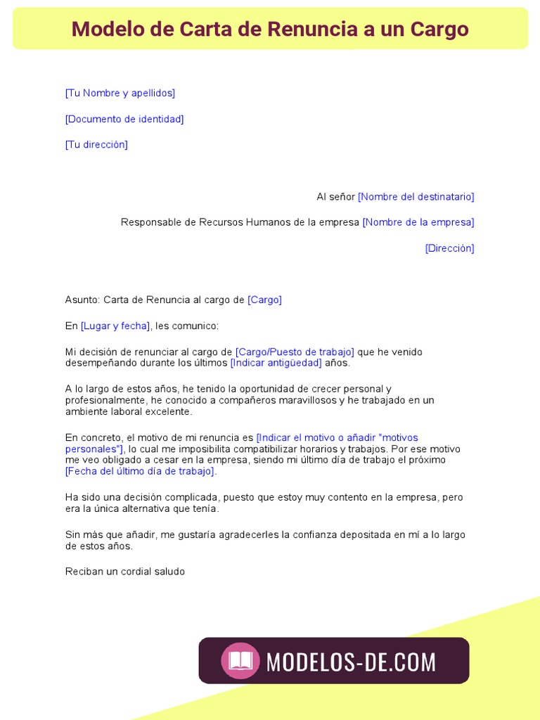 Modelo Carta A Un Cargo | PDF