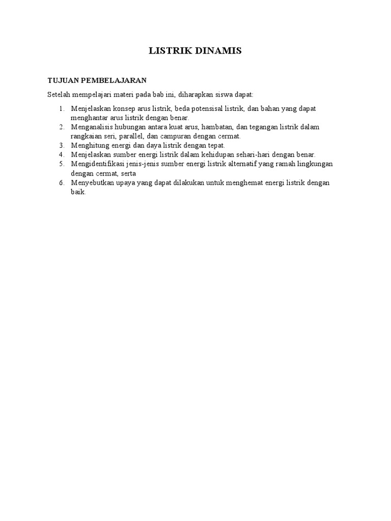 Materi Listrik Dinamis Kelas 9 | PDF | Metode & Bahan Ajar