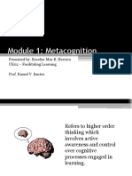 Module 1: Metacognition: Presented By: Rocelyn Mae B. Herrera UE02 - Facilitating Learning Prof. Russel V. Santos