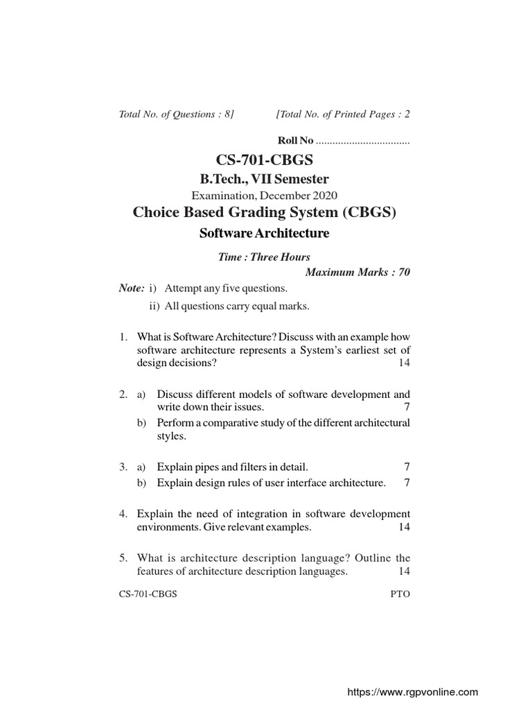 CS-701-CBGS: B.Tech., VII Semester | PDF