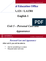 Unit 5 Personal Care and Appearance