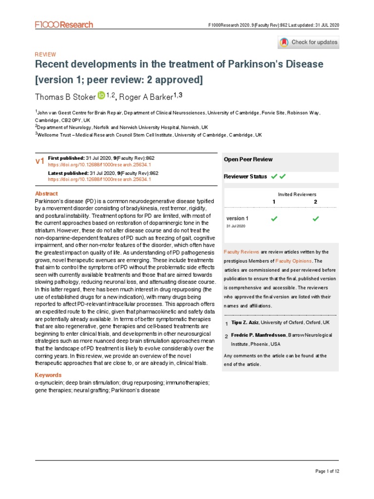 F1000research 9 28292 | PDF | Parkinson's Disease | Stem Cell