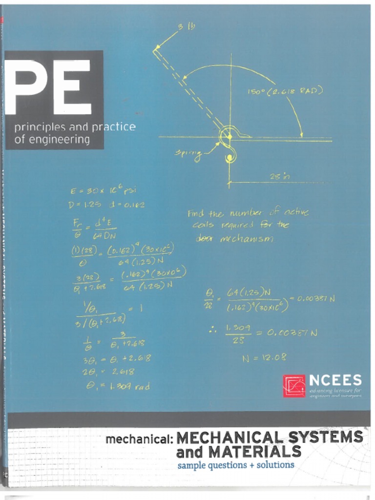 Pe Mechanical Engineering Mechanical Systems And Materials Practice