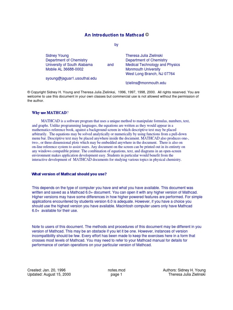 Intro To Mathcad 15