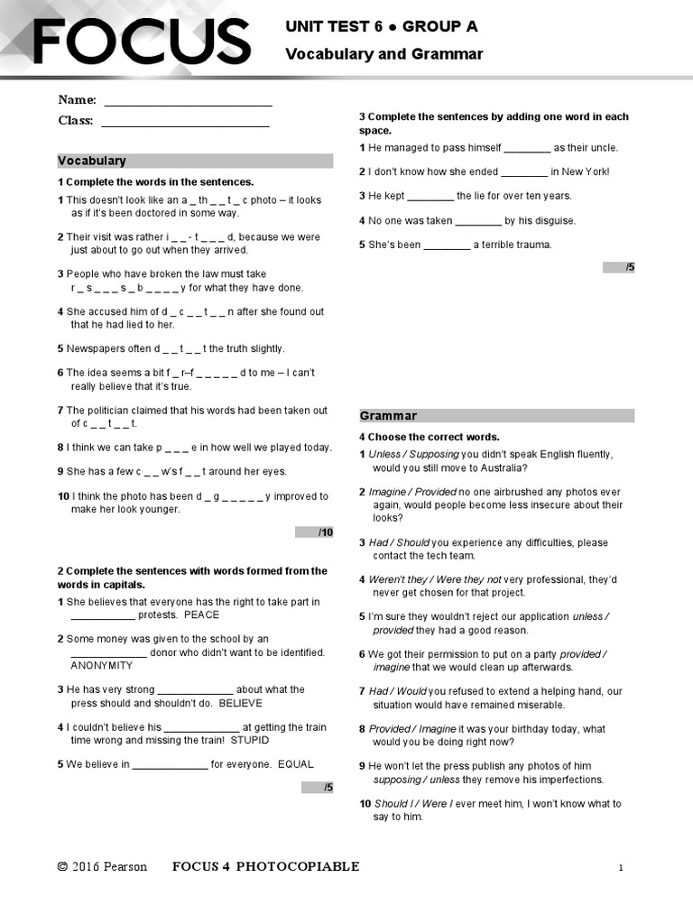 Test Unit 6 B2 Saturday Grammar | PDF | Language Arts & Discipline