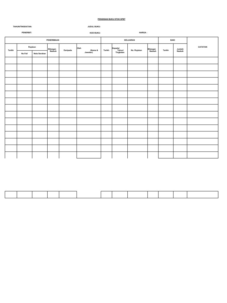 Template Stok SPBT (Kosong) | PDF