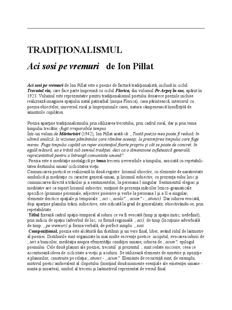 Aci Sosi Pe Vremuri Poezie Aci Sosi Pe Vremuri de Ion Pillat | PDF