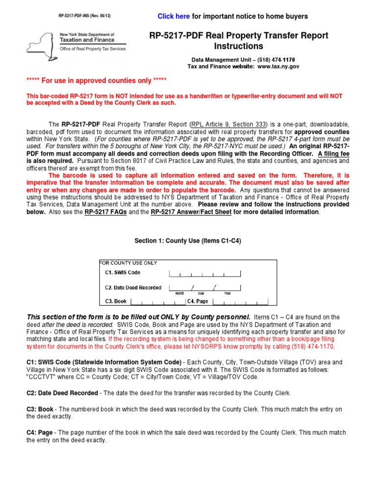 Rp 5217 pdf real property transfer report instructions for use in
