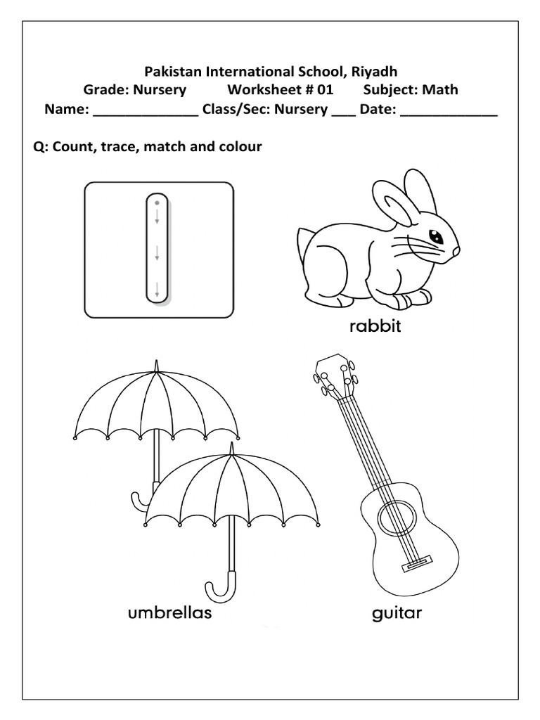 Nursery Math Worksheet 1st Semester 2021 2022 | PDF