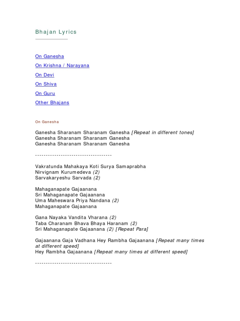 Assorted Bhajans | PDF