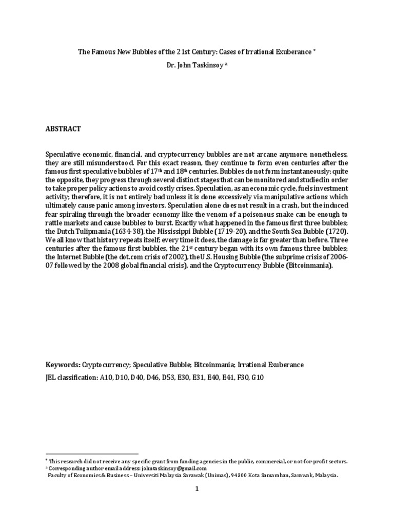 The Famous New Bubbles of The 21st Century: Cases of Irrational Exuberance  | PDF | Financial Crisis Of 2007–2008 | Economic Bubble