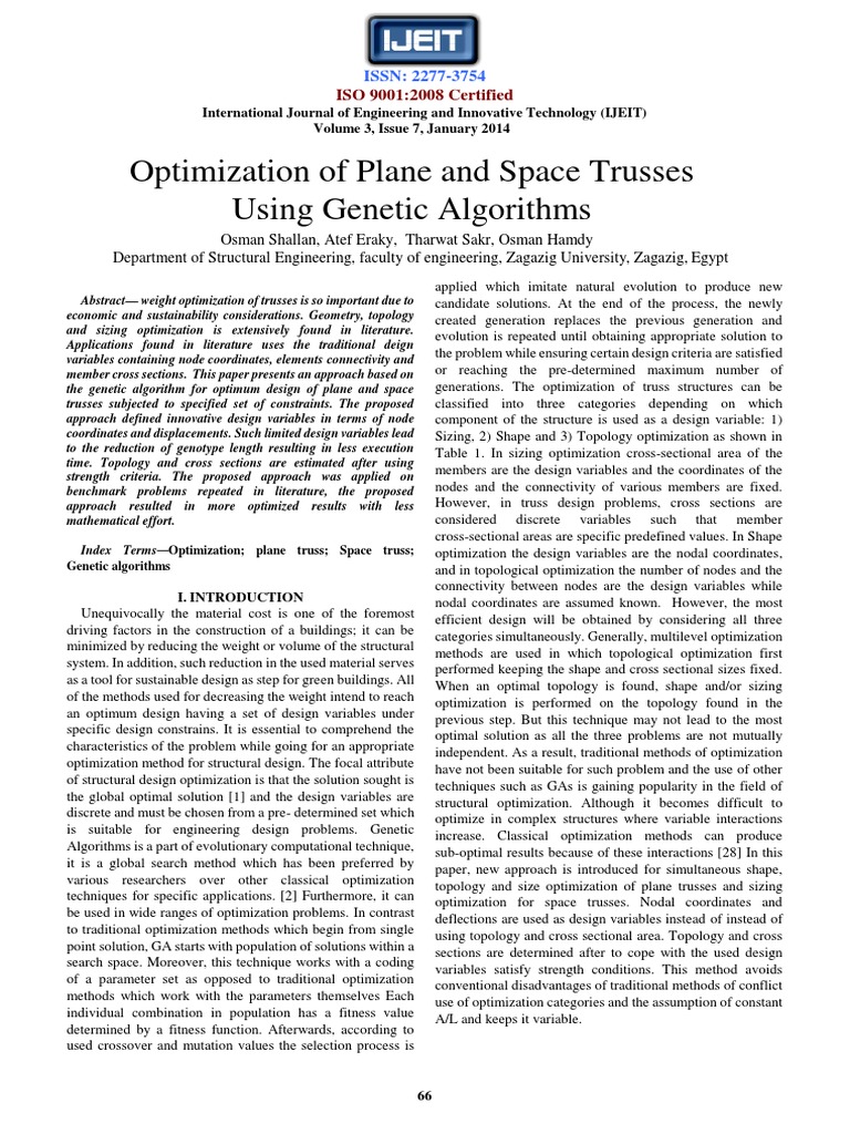 Genetic Algorithm for Truss Optimization | PDF | Mathematical ...