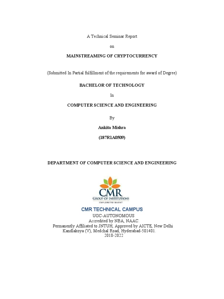 Mainstreaming of Cryptocurrency: CMR Technical Campus | PDF | Cryptocurrency  | Graphics Processing Unit