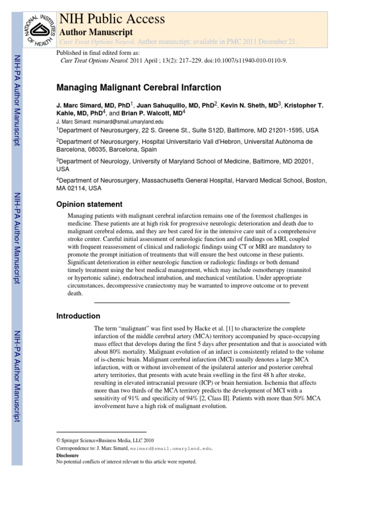 NIH Public Access: Author Manuscript | PDF | Stroke | Traumatic Brain ...