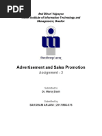 Advertisement and Sales Promotion: Assignment - 2