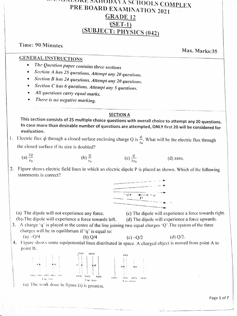 Physics Pre Board Pdf Inductor Dielectric