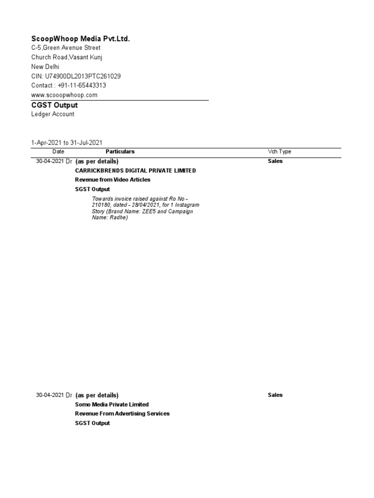 Scoopwhoop Media PVT LTD PDF Invoice Subscription Business Model