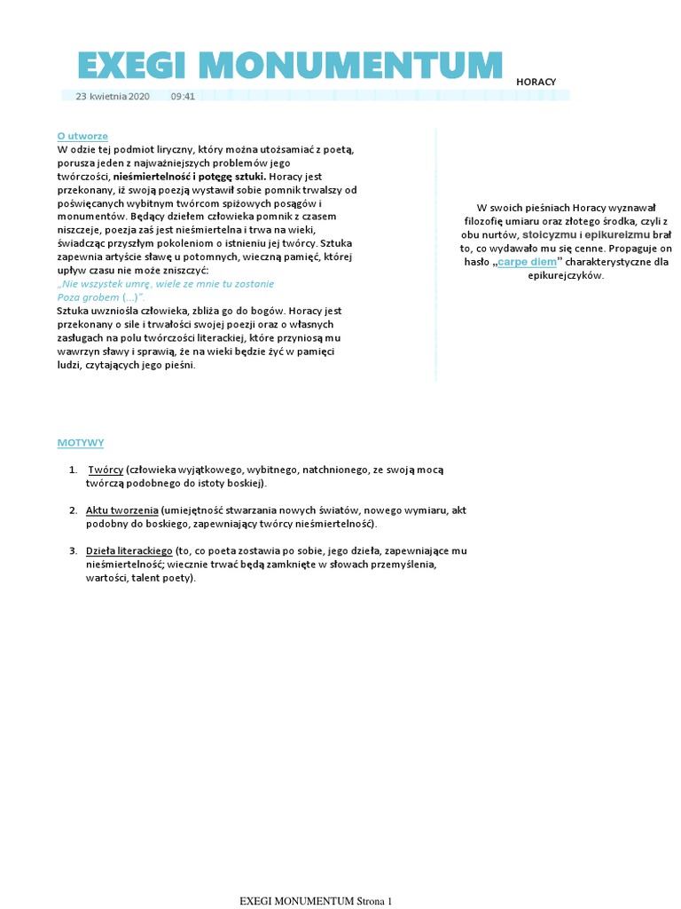 Exegi Monumentum PDF