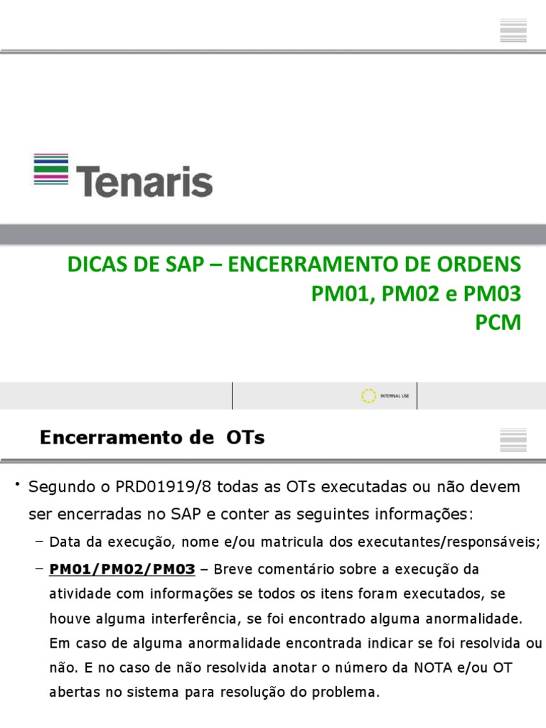 Encerramento de OTs PM01/PM02/PM03 no SAP | PDF | Informática