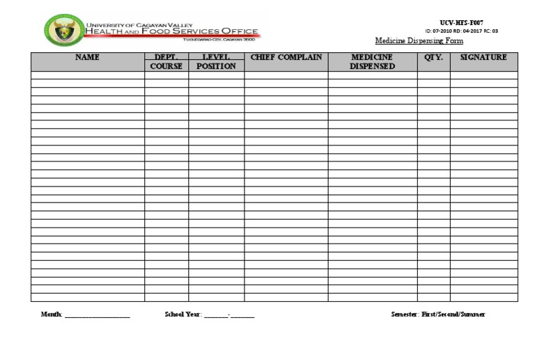 Medicine Dispensing Form PDF