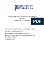 Safety and Basic Laboratory Techniques (SIC1011) Inorganic Chemistry