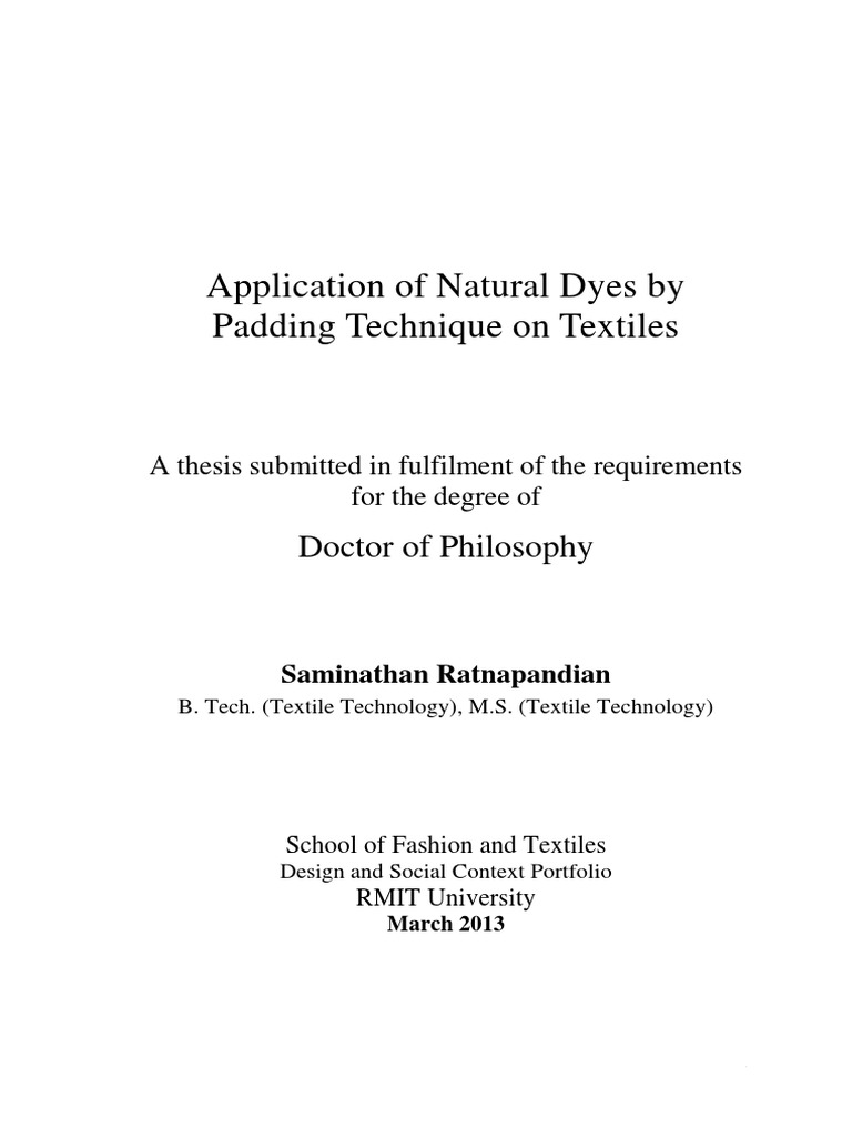 Application of Natural Dyes by Padding Technique On Textiles | PDF ...