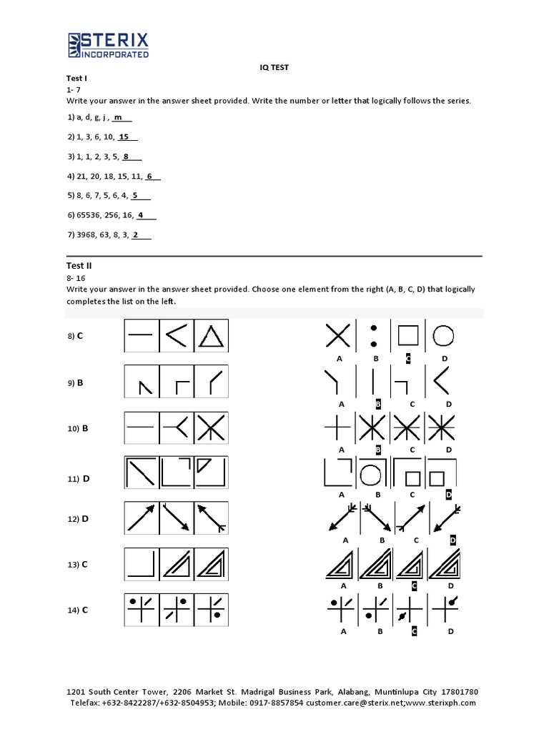 IQ Test Questions and Answers Guide | PDF