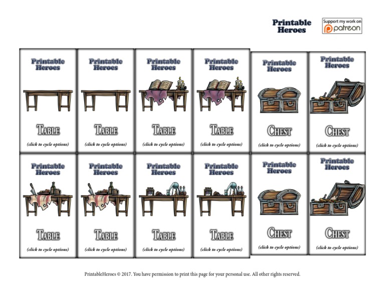 PrintableHeroes Dungeon Props 01 Page 03 Free | PDF