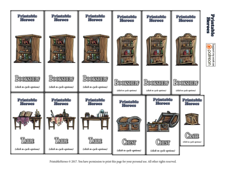 PrintableHeroes Dungeon Props 01 Page 01 Free | PDF