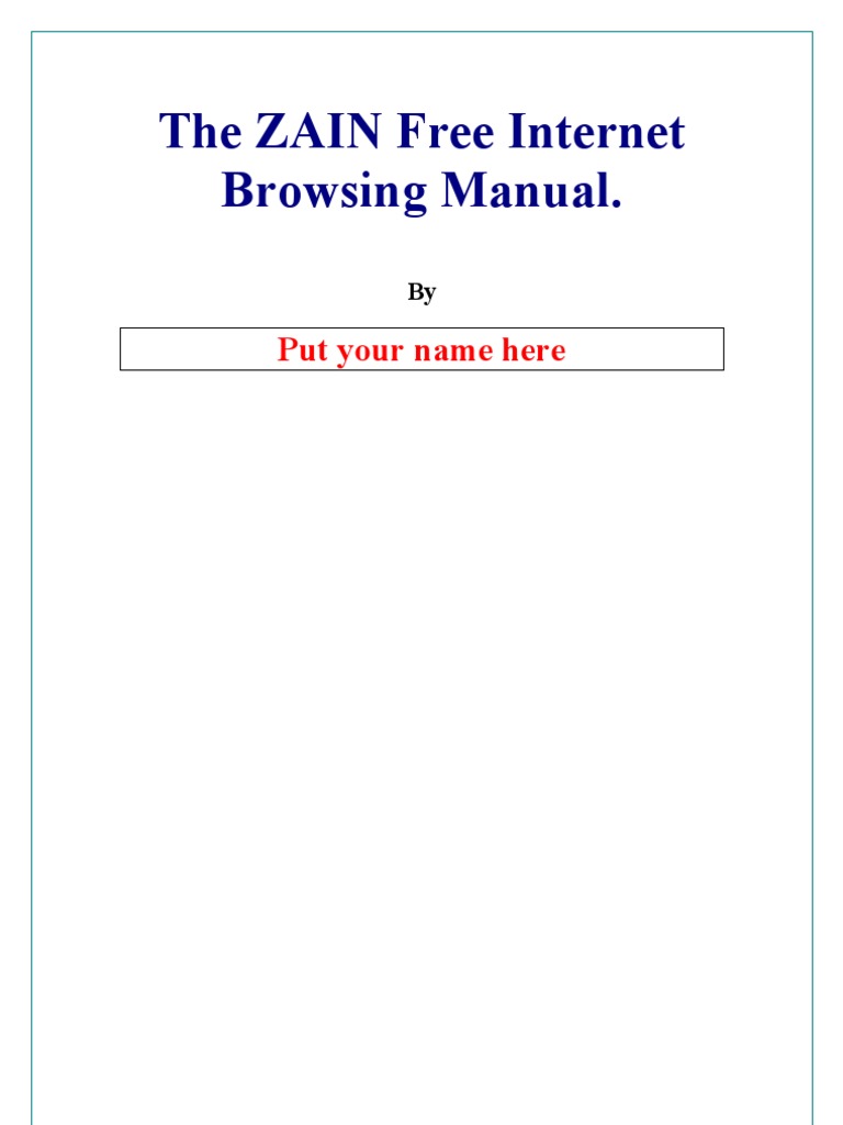 The ZAIN Free Browsing Manual PDF Proxy Server File