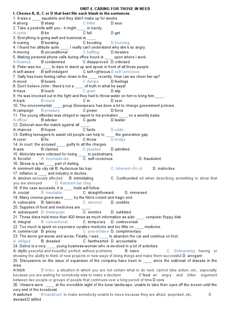 Grade 11 English Vocabulary Exercises | PDF | Learning Disability ...