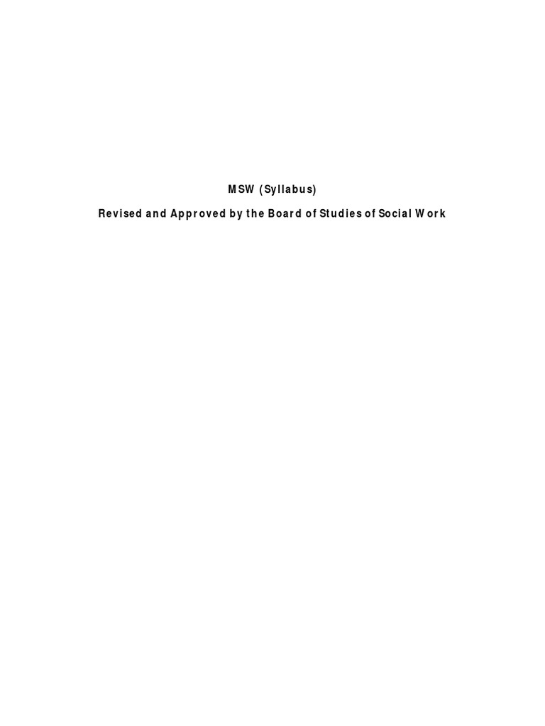 MSW Course Syllabus Overview 2014-2023 | PDF | Psychotherapy | Mental ...