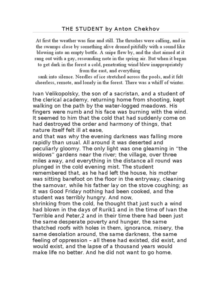 The STUDENT by Anton Chekhov | Saint Peter | Jesus