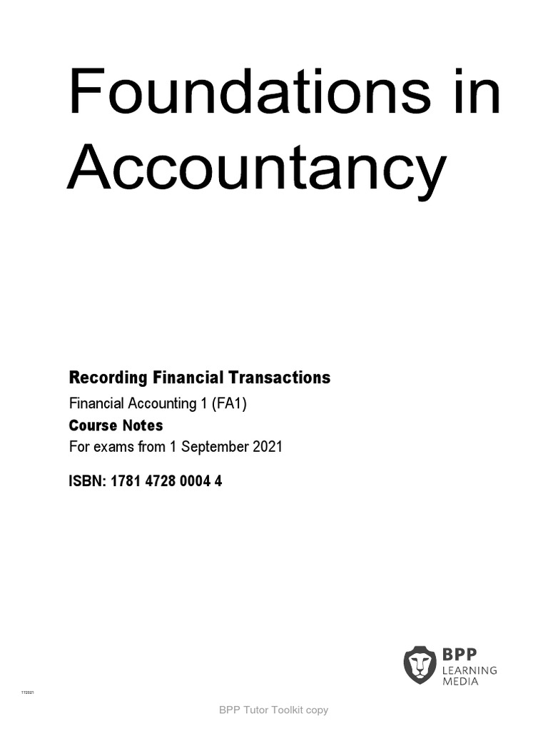 FA1 Course: Recording Transactions Guide | PDF | Bookkeeping | Test ...