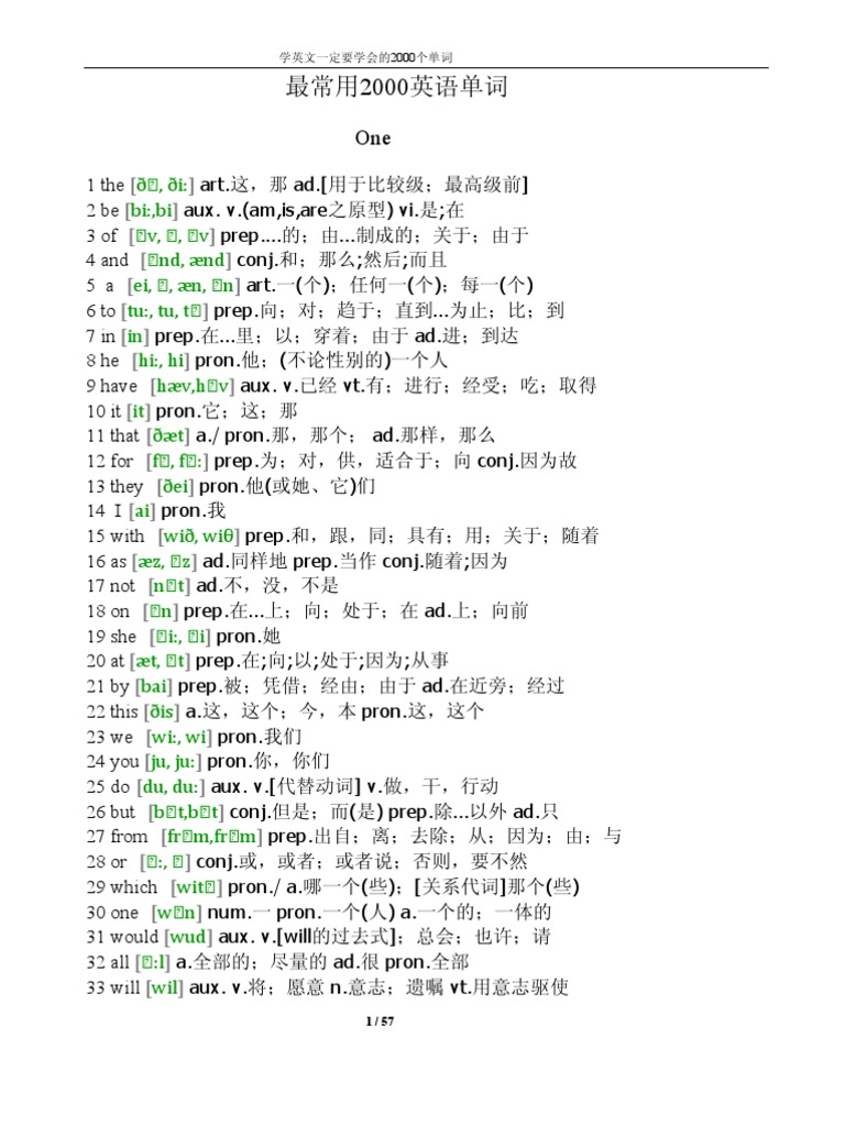 Q 最常用00英语单词